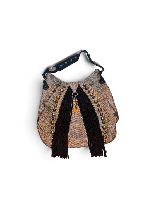 Vintage Gucci Python and Fringe Babouska XL Hobo Handbag