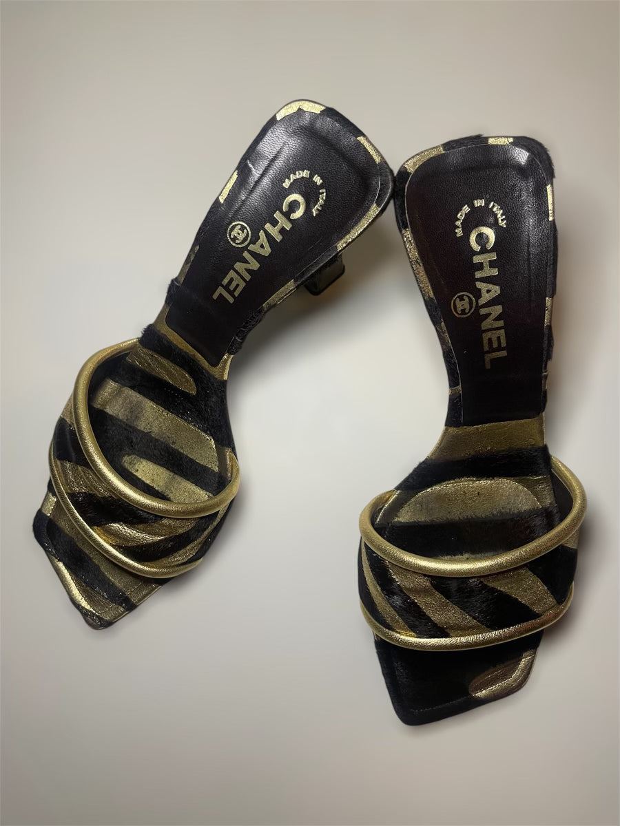 Vintage 2000's Chanel Calf Hair Mules