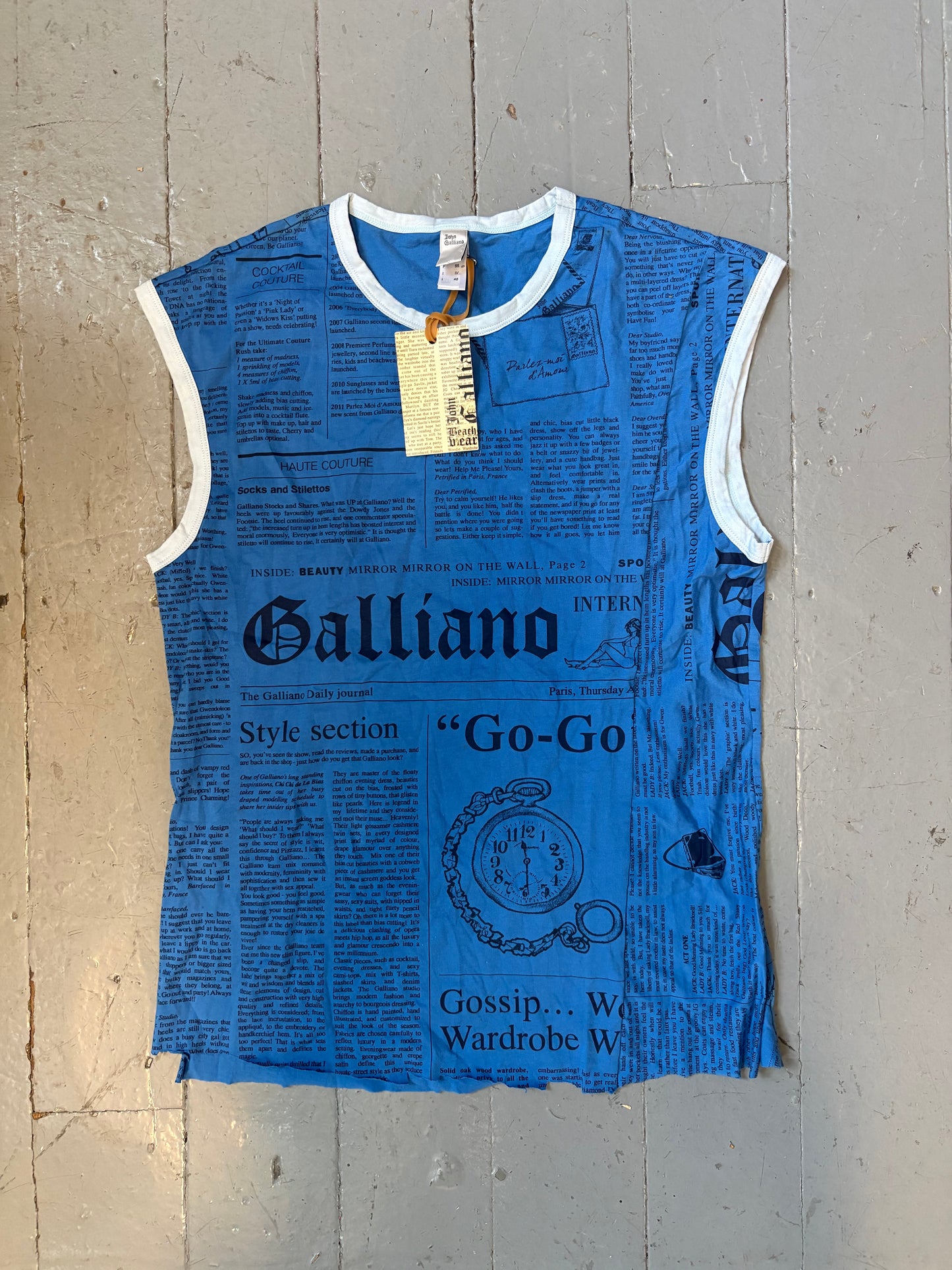 Vintage John Galliano Newspaper Muscle T-Shirt