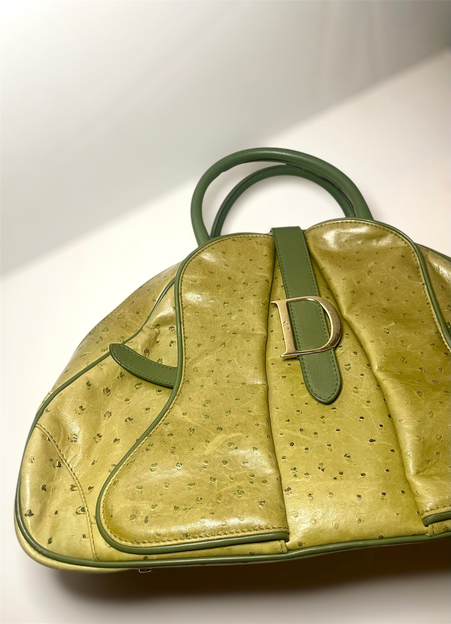 Christian Dior F/W 2000 Ostrich Bowling Handbag