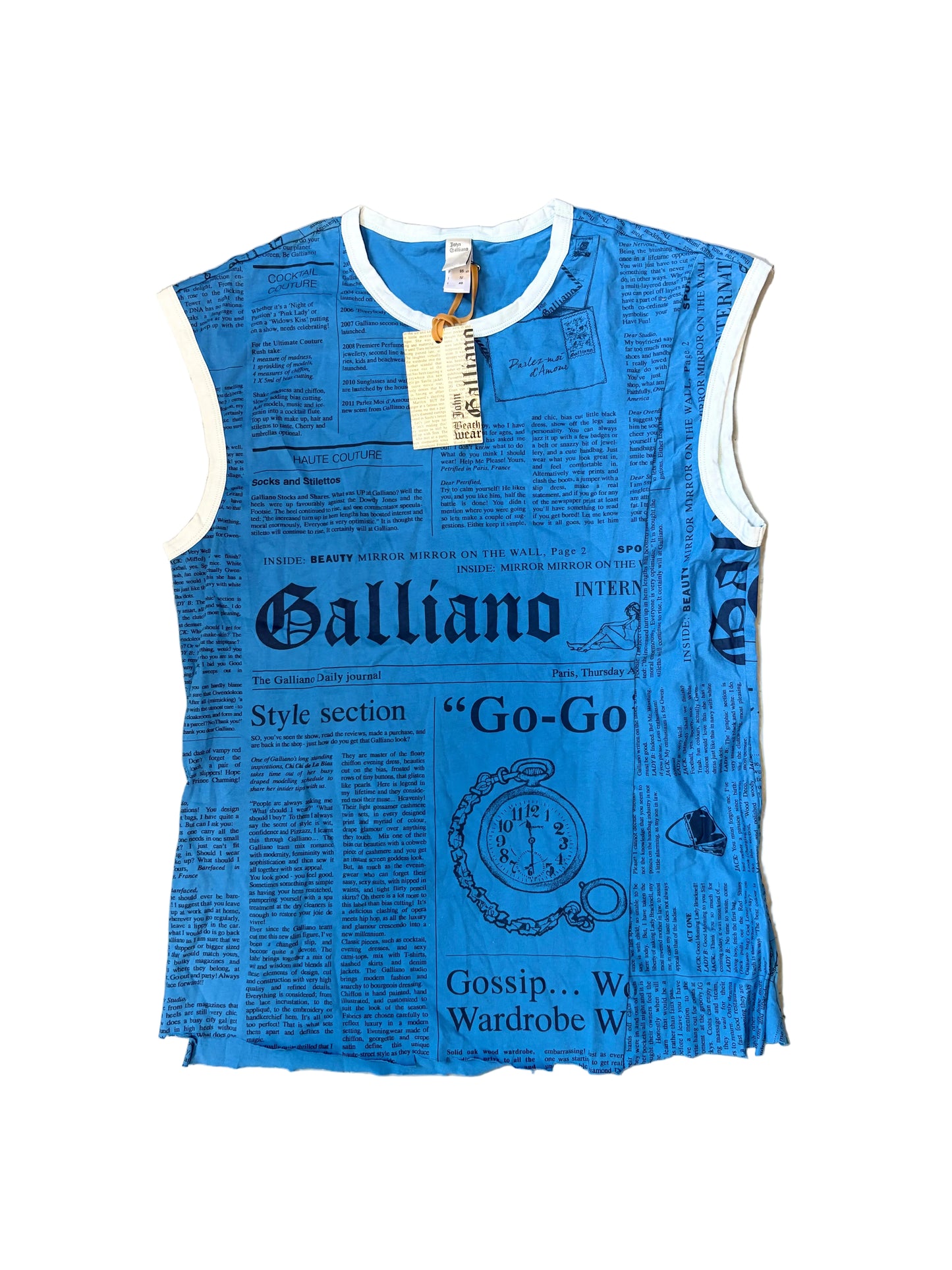 Vintage John Galliano Newspaper Muscle T-Shirt