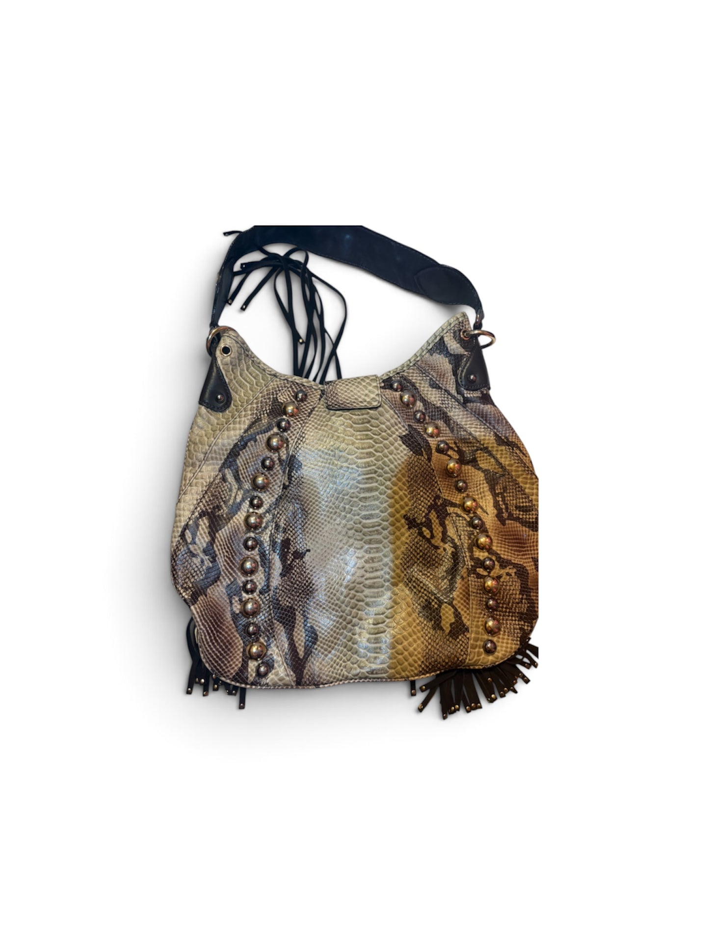 Vintage Gucci Python and Fringe Babouska XL Hobo Handbag
