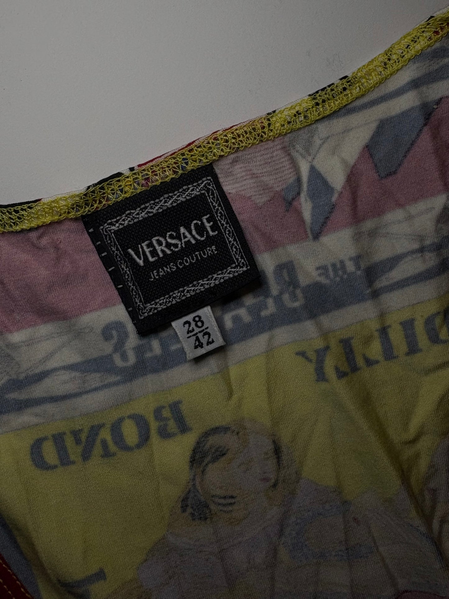 90's Versace Jeans Couture England Print Bodycon Dress