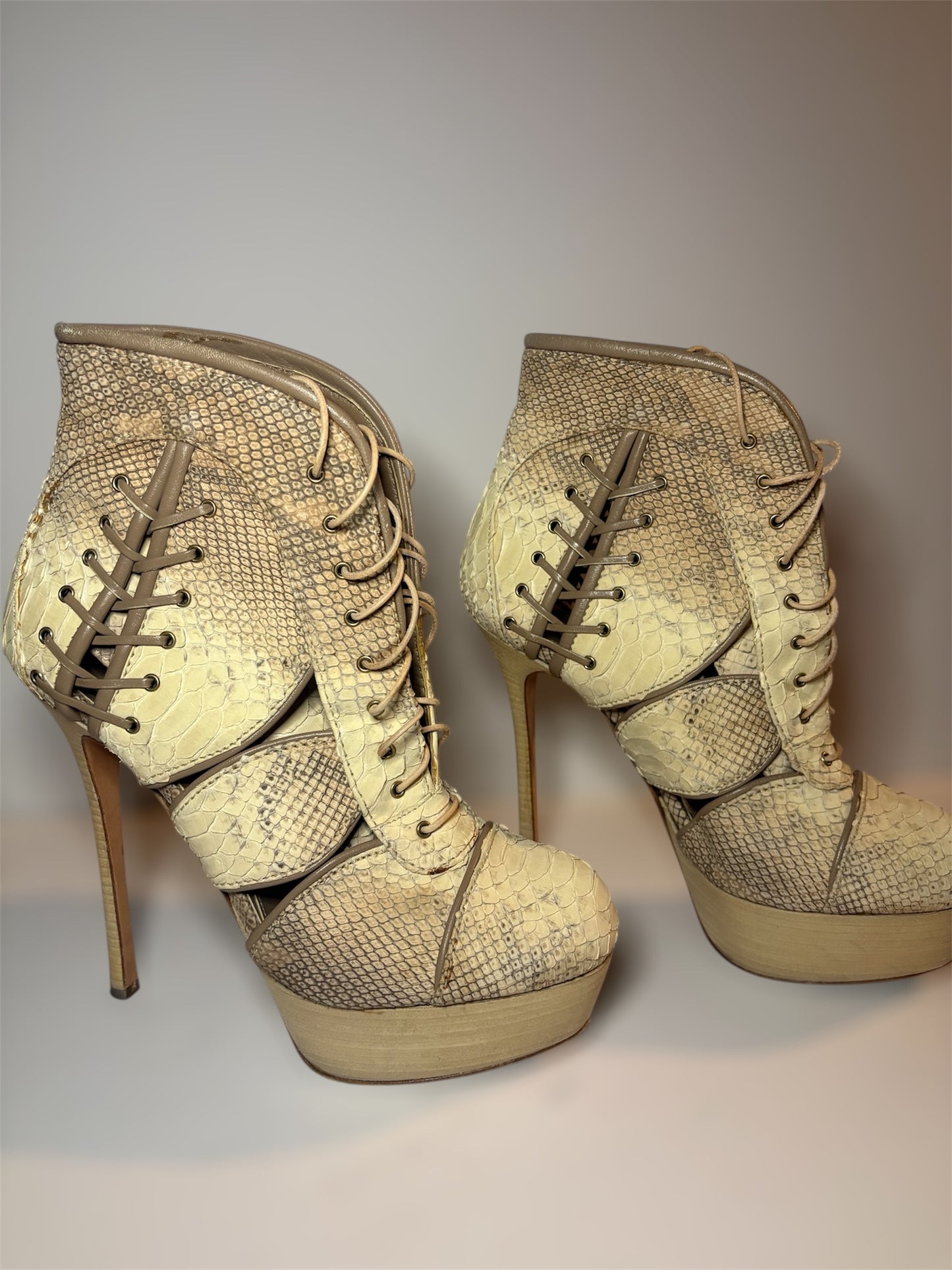 Rare Alexander McQueen Python Boot Heel