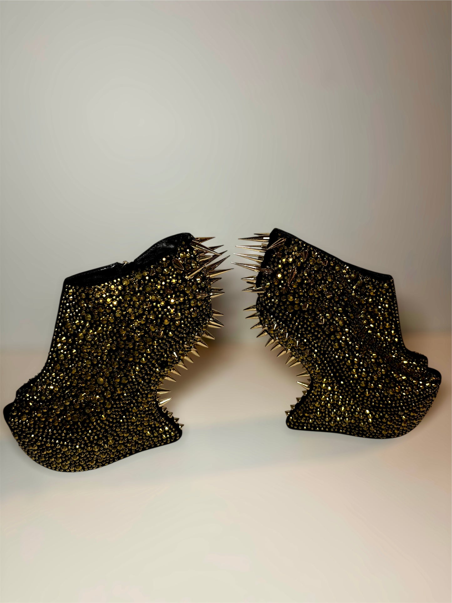 Giuseppe Zanotti -  2012 Swarvoski Crystal and Spike Embellished Contured Wedges