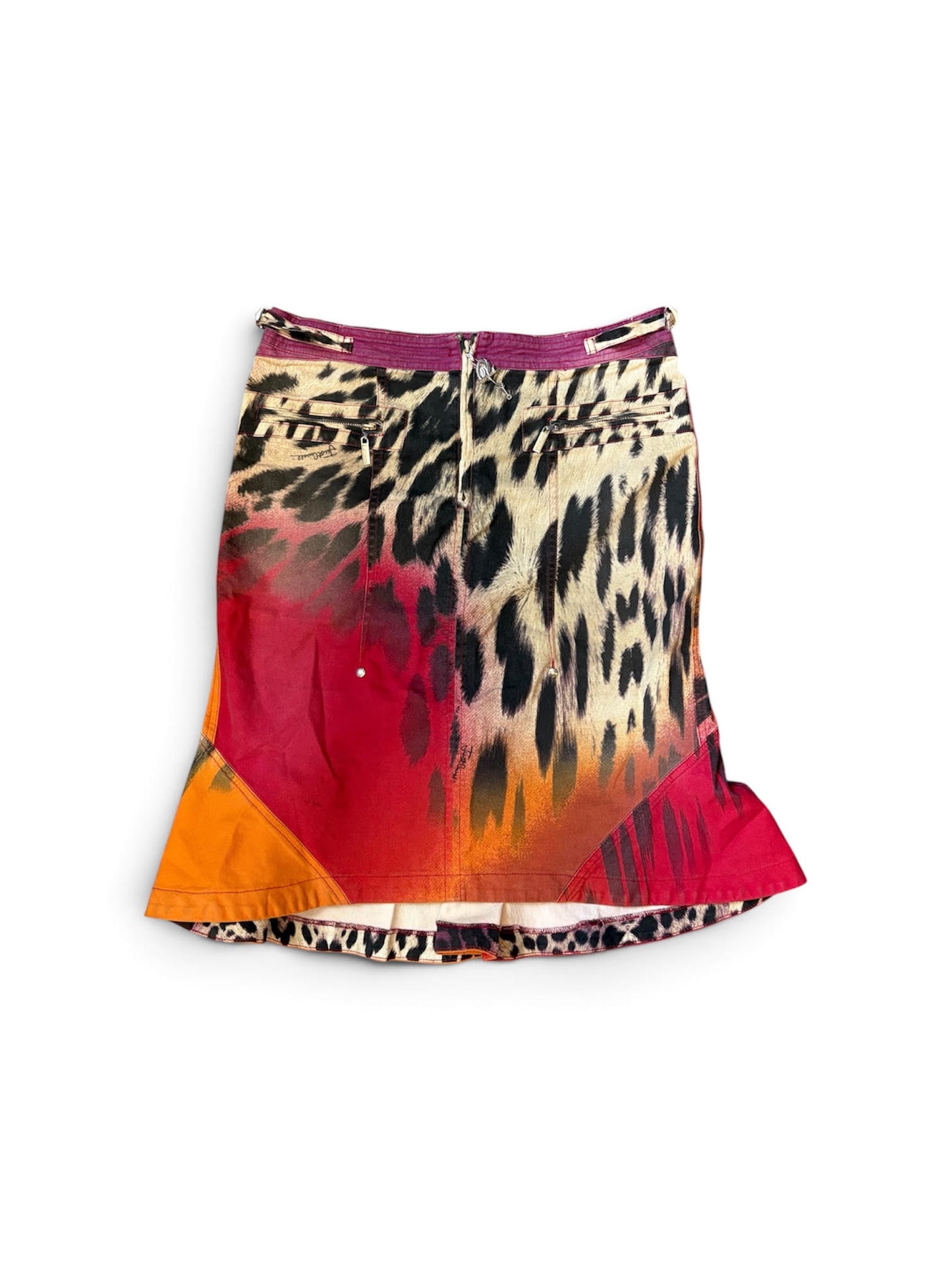 Roberto Cavalli "Just Cavalli" Y2K Print Midi Skirt