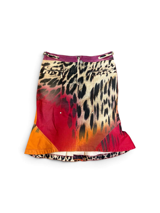 Roberto Cavalli "Just Cavalli" Y2K Print Midi Skirt